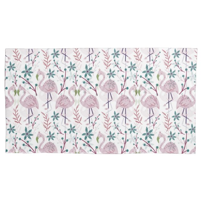 Housse D'oreillers Motif rose flamingo sans couture sur arrière - pla (devant-gauche)