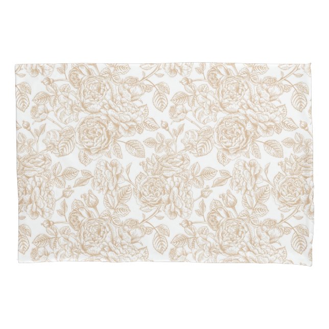Housse D'oreillers Motif Rose Vintage beige (devant)