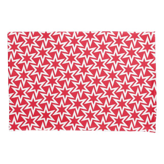 Housse D'oreillers Motif rouge et blanc | Motif étoile géométrique (devant)