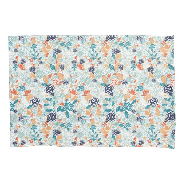 Housse D'oreillers Motif sans couture à fleurs rétro (devant)
