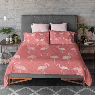 Housse D'oreillers Motif sans couture de flamant rose corail rouge