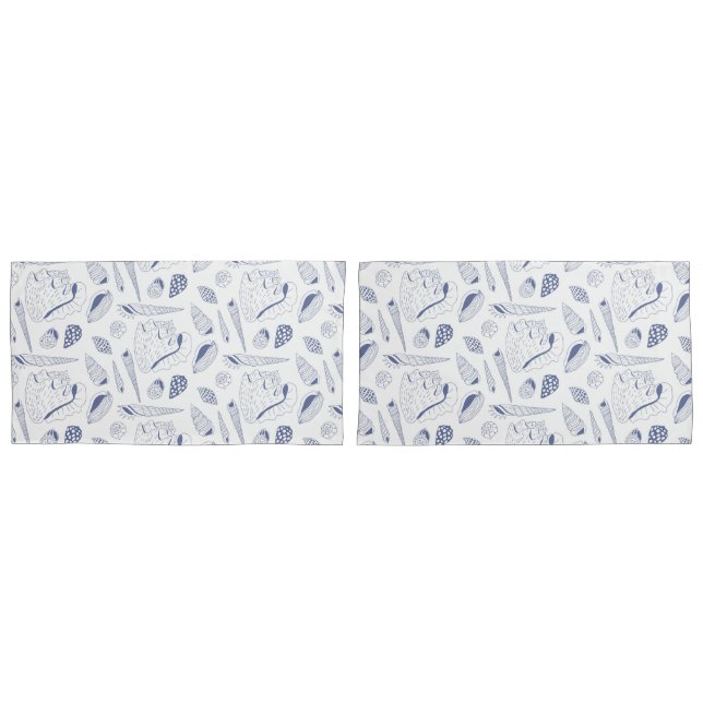 Housse D'oreillers Motif sans joint avec coquillages (devant-Set)