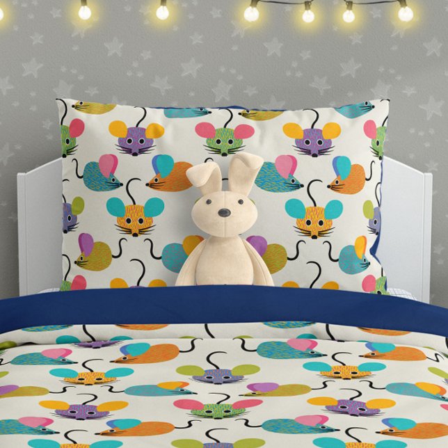 Housse D'oreillers Motif Souris Mignonne sur Crème (Créateur téléchargé)