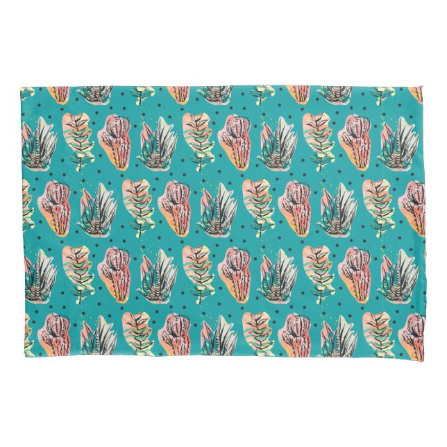 Housse D'oreillers Motif succulent de cactus graphique abstrait (devant-gauche)