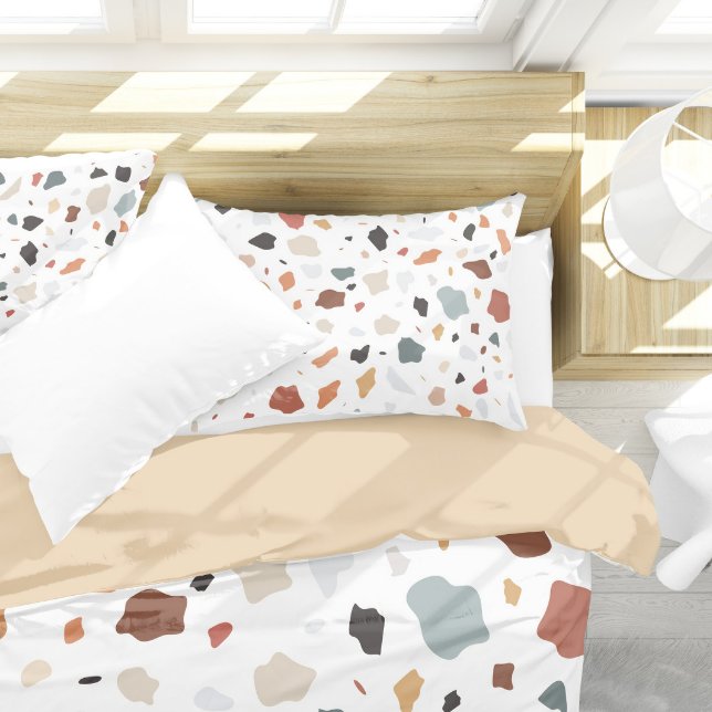 Housse D'oreillers Motif Terrazzo (Terrazzo Pillow Case On Bed)