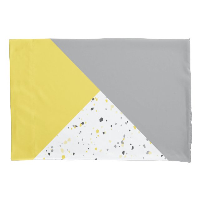 Housse D'oreillers Motif Terrazzo Gris Jaune Moderne (devant)