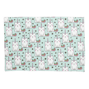 Housse D'oreillers Motif tiré par la main mignon de chat de licorne
