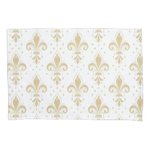 Housse D'oreillers Motif transparent gras fleur de lis sur blanc