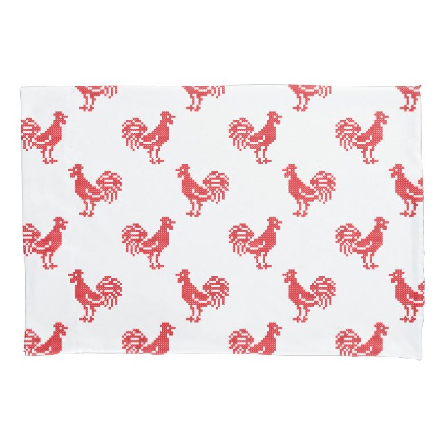 Housse D'oreillers Motif transparent Red Roosters (devant)