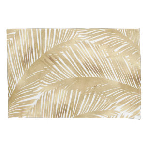 Housse D'oreillers Motif Tropical de feuille d'or moderne
