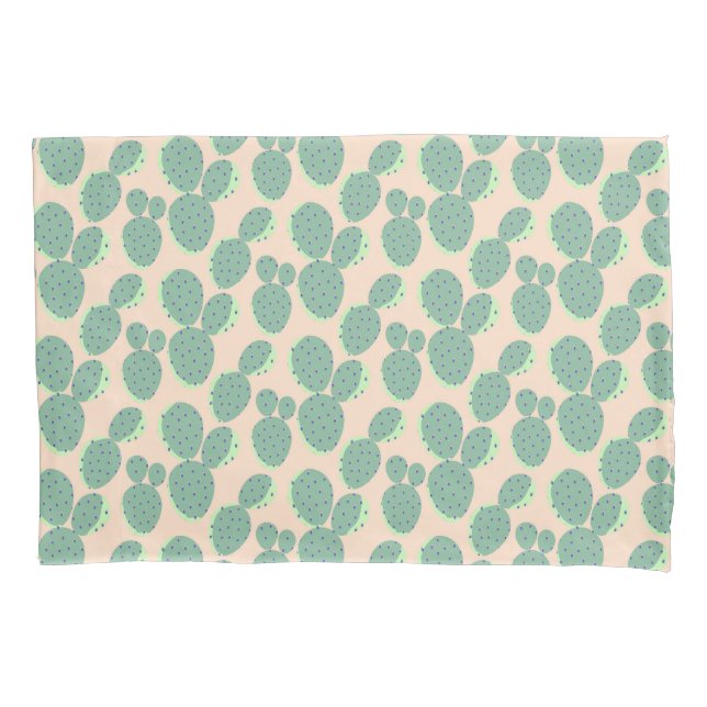 Housse D'oreillers Motif vert et rose de cactus (devant-gauche)