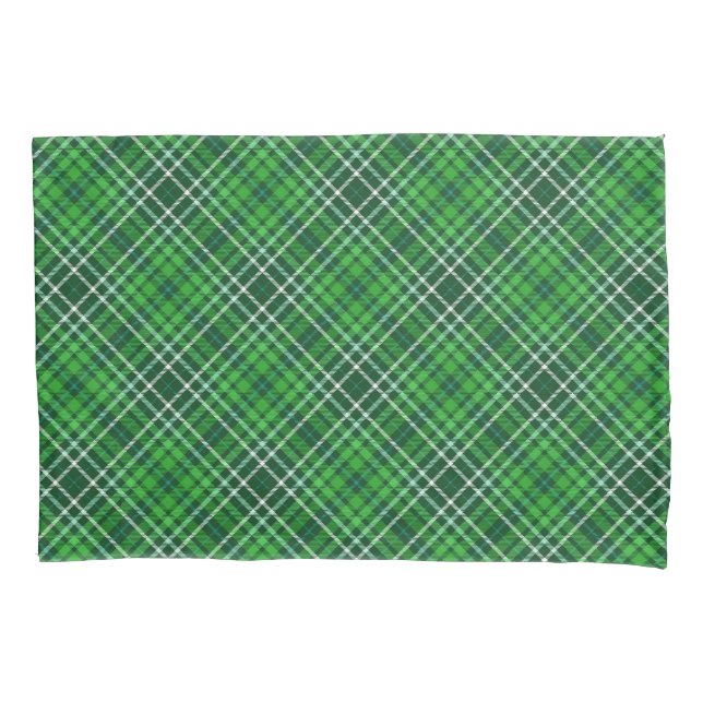 Housse D'oreillers Motif vert-foncé et de Forest Green de plaid (devant-gauche)