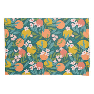 Housse D'oreillers Motif vintage en fleurs d'orange et de citron