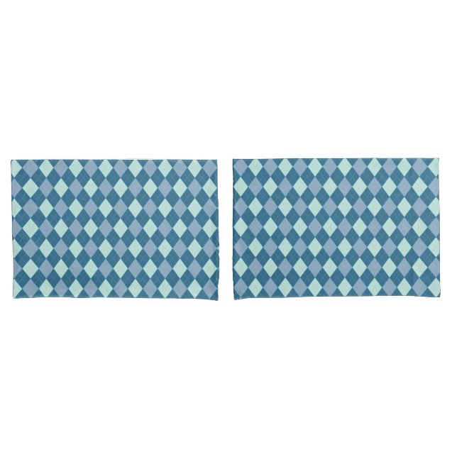 Housse D'oreillers Motif Vintage Jacquard bleu (devant-Set)