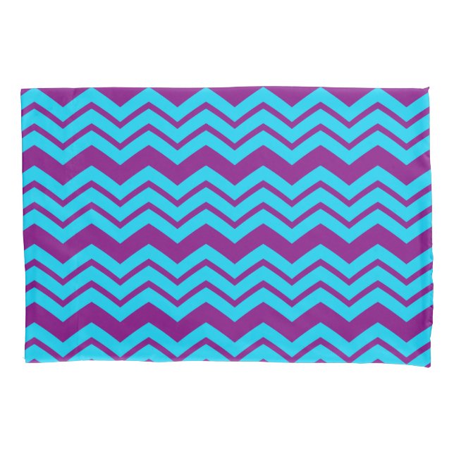 Housse D'oreillers Motif Zigzag Chevron Violet Bleu  (devant)