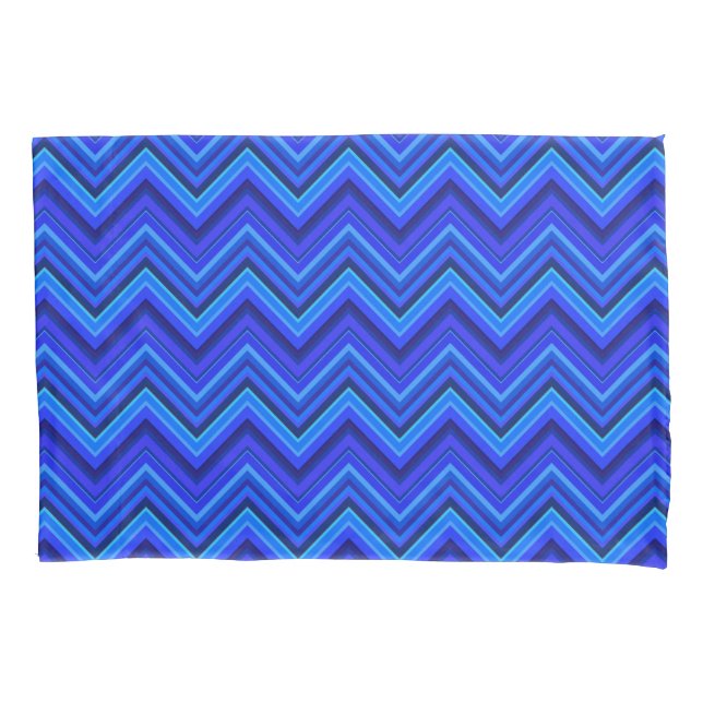 Housse D'oreillers Motif zigzag rayures bleues (devant)
