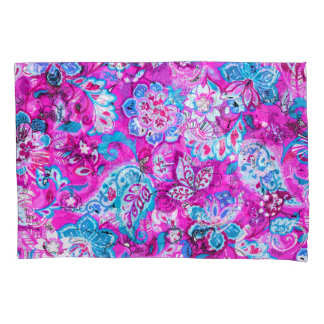 Housse D'oreillers Motifs de fleurs roses bleues mignons
