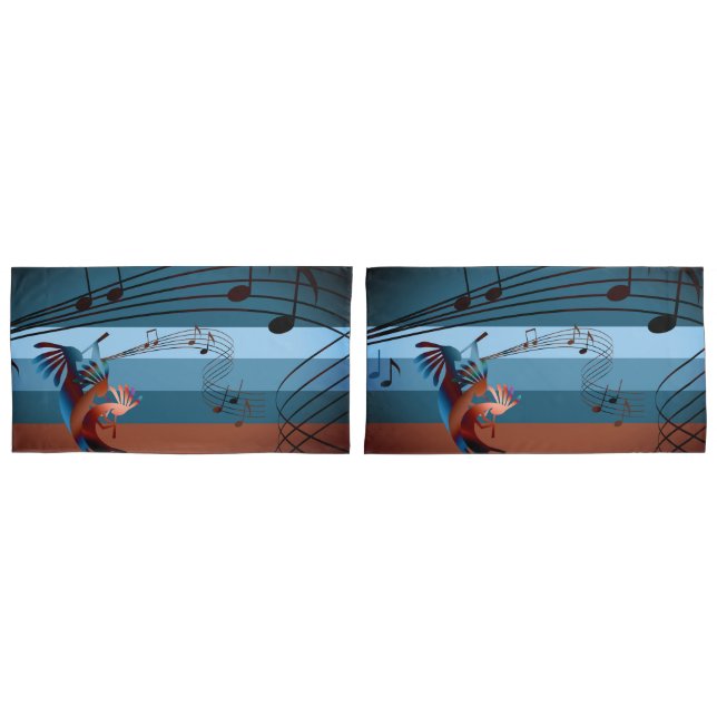 Housse D'oreillers Musique Kokopelli Sud-Ouest 2 Portes-oreillers Kin (devant-Set)