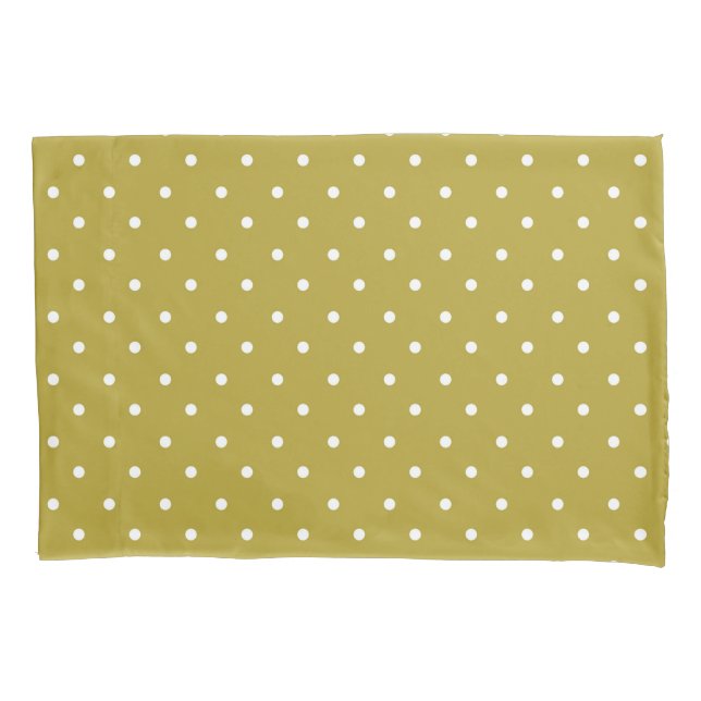 Housse D'oreillers  Mustard yellow white polka dots pattern  (devant-gauche)