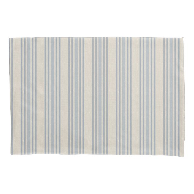 Housse D'oreillers Muted Distressed Blue Farmhouse Ticking Stripe (devant)