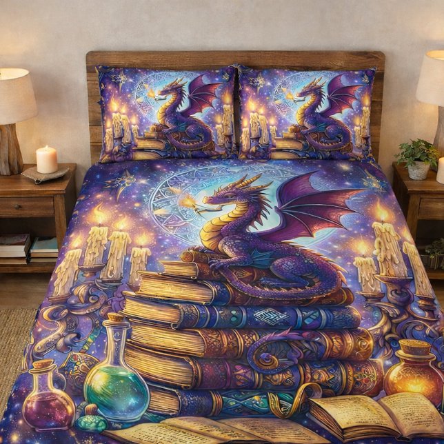 Housse D'oreillers Mystical Dragon Wizard Books (Créateur téléchargé)