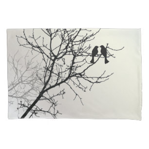 Housse D'oreillers nature zen paysage noir blanc silhouette de l'arbr