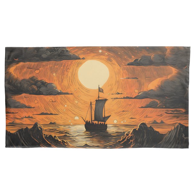 Housse D'oreillers Navire naviguant la nuit (devant)