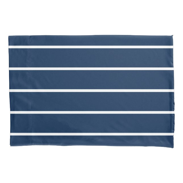 Housse D'oreillers Navy Dark Blue Stripes Pillowcase (devant)