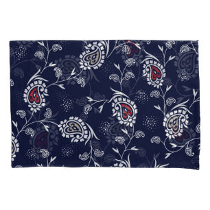 Housse D'oreillers Navy Paisley : Design Motif élégant.