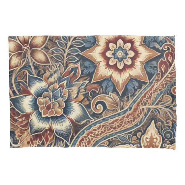 Housse D'oreillers Navy Terracotta Boho Batik Aquarelle Florale (devant)