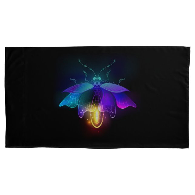 Housse D'oreillers Neon Firefly sur noir (devant)