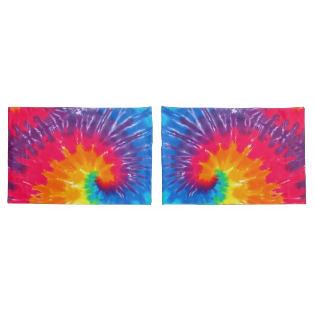 Housse D'oreillers Neon Rainbow Retro Tie Dye Design (Dos-Set)