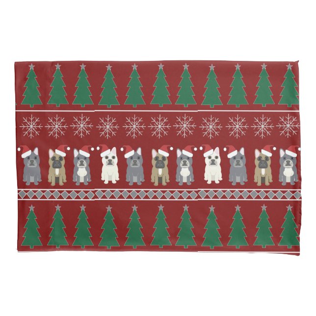Housse D'oreillers Noël Bouledogue Français (devant)