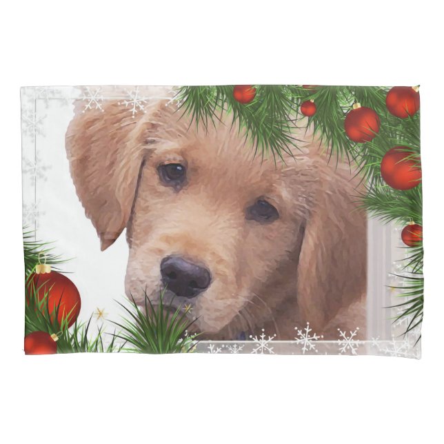 Housse D'oreillers Noël des Golden Retriever - Chien adorable (devant)