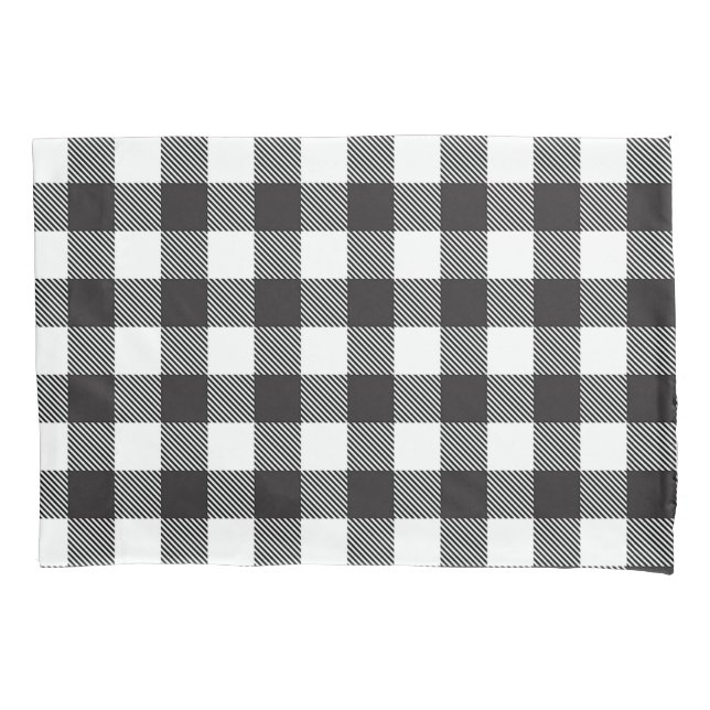 Housse D'oreillers noir blanc En vichy Buffalo Plaid Farming (devant)