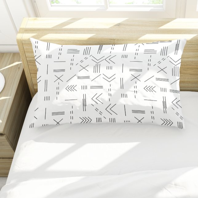 Housse D'oreillers Noir Blanc magnifique Motif géométrique moderne (Black White Gorgeous Modern Geometric Pattern Pillow Case)