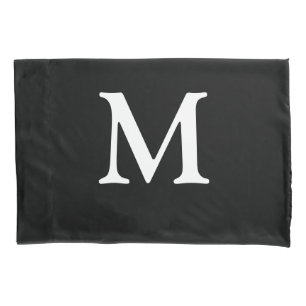 Housse D'oreillers Noir décoré d'un monogramme