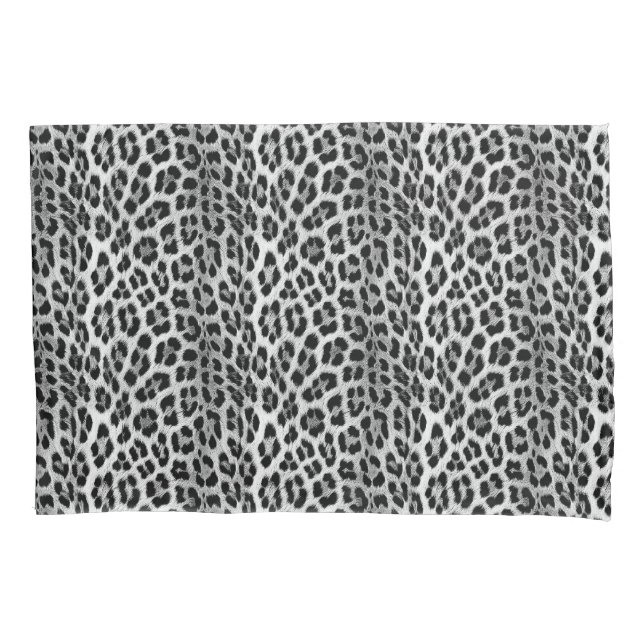 Housse D'oreillers Noir et blanc monochrome, léopard motif (devant)
