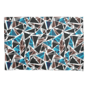 Housse D'oreillers Noir et Bleu, Polygone, Abstrait