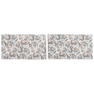 Housse D'oreillers Noir motif, Rouillé Brown Blanc/Solide Reverse
