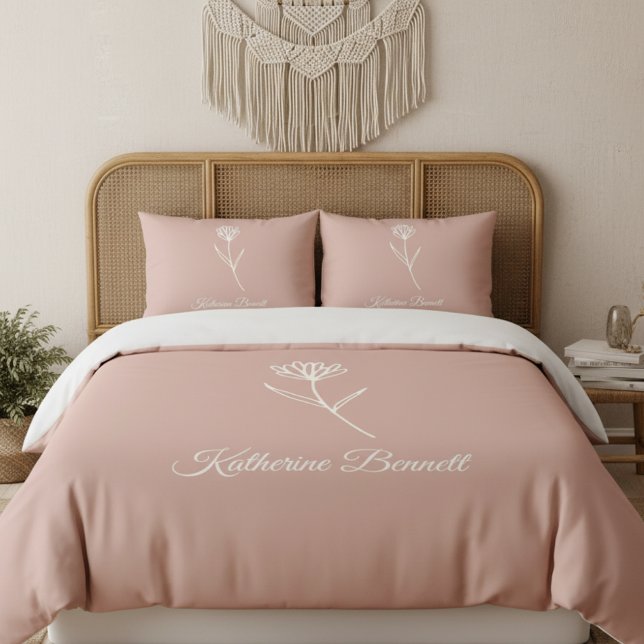 Housse D'oreillers Nom de fleur simple rose poussiéreuse élégante (Créateur téléchargé)