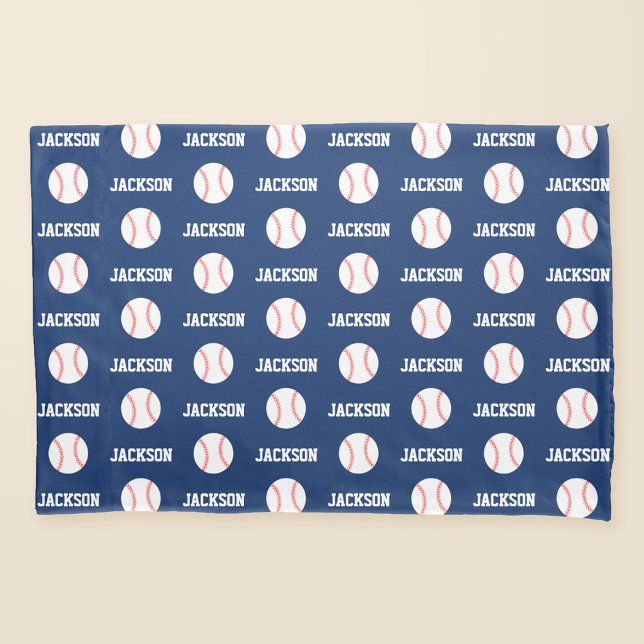 Housse D'oreillers Nom du baseball Motif Marine Bleu (Créateur téléchargé)