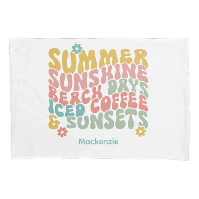 Housse D'oreillers Nom du monogramme rose d'été Super (devant)