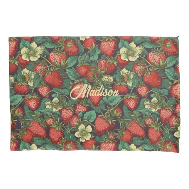 Housse D'oreillers Nom personnalisé Motif fraise (devant)
