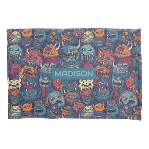 Housse D'oreillers Nom personnalisé Motif monstre pour enfants