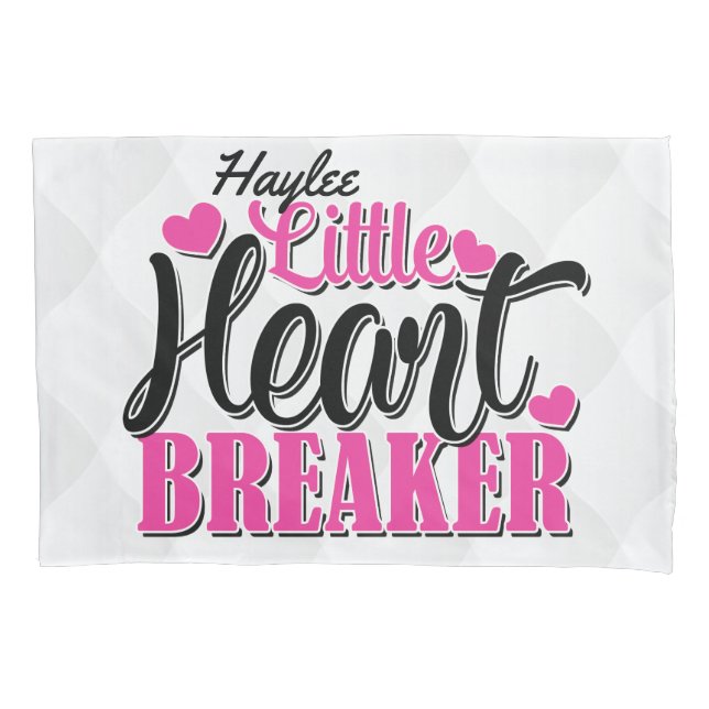 Housse D'oreillers Nom personnalisé Pink Little Heart Breaker (devant)