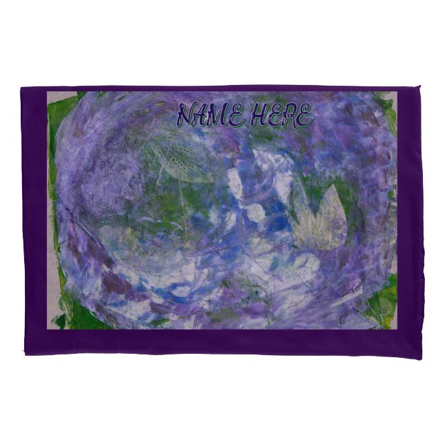 Housse D'oreillers Nom personnalisé Violet Vert Peinture Abstraite (devant)
