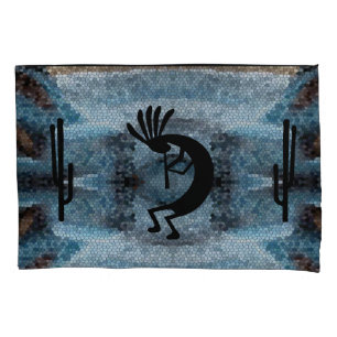 Housse D'oreillers Norme bleue en mosaïque du désert de Kokopelli