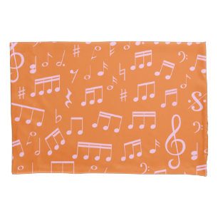 Housse D'oreillers Notes musicales rose et orange du Motif