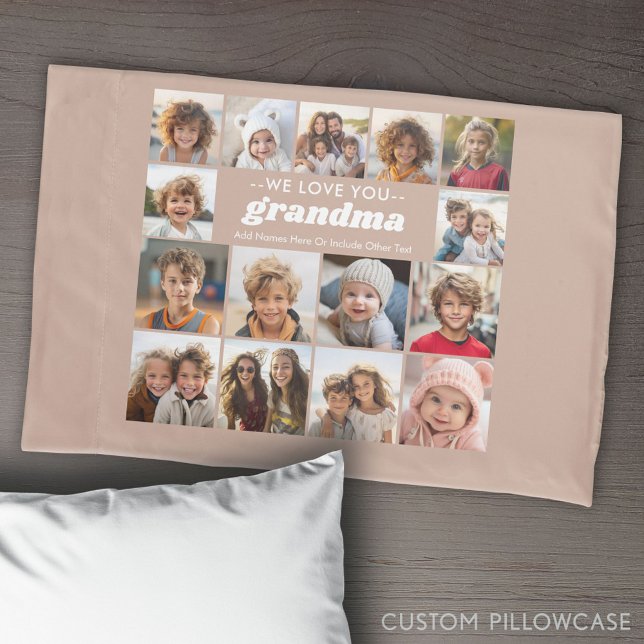 Housse D'oreillers Nous vous aimons grand-mère - 15 Photos Galerie Co (Create Your Own Photo Collage Pillowcase)